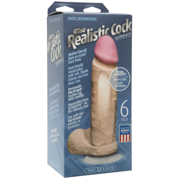 Realistic Cock with Balls - Removable Vac-U-Lock Suction Cup - ULTRASKYN 16 cm - Vanilla - Image 2