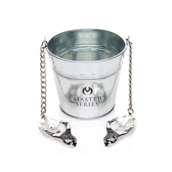 Slave Bucket Labia and Nipple Clamps - Silver - Image 3