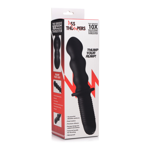 The Groove - Silicone Vibrator with Handle - Black - Image 2