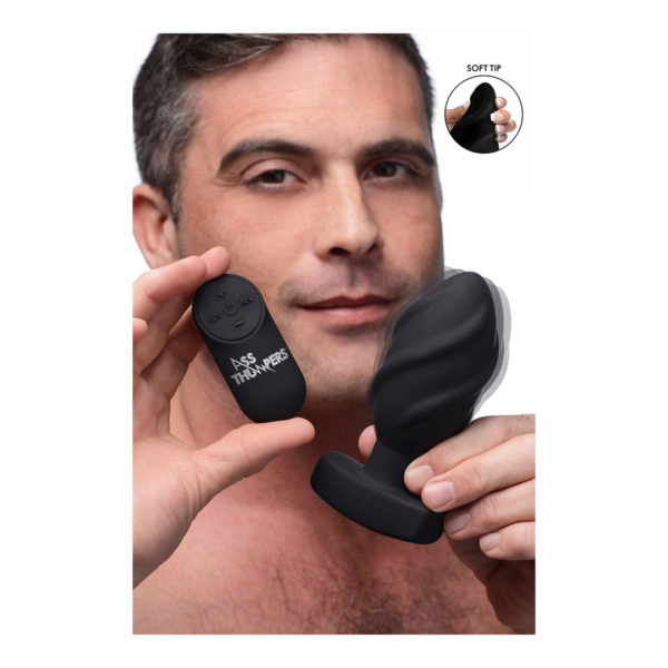 Swirled Vibrating Butt Plug with Remote Control - Image 3