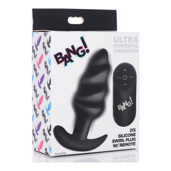 Vibrating Silicone Swirl Butt Plug with Remote Control - Image 2