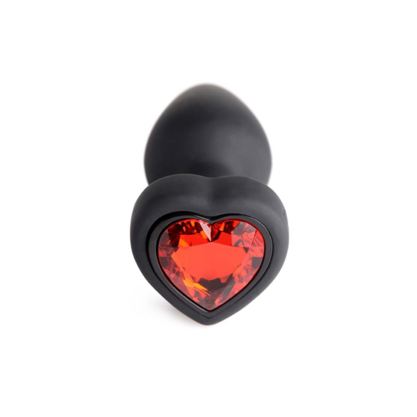 Silicone Vibrating Red Heart - Butt Plug with Remote Control - Small - Image 4