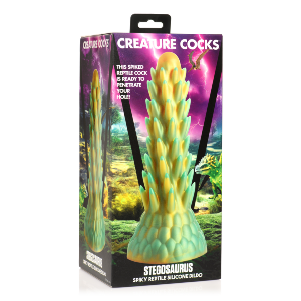 Stegosaurus - Spiky Reptile Silicone Dildo - Green - Image 2