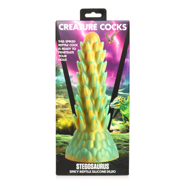 Stegosaurus - Spiky Reptile Silicone Dildo - Green - Image 3