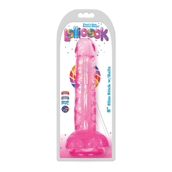 Slim Stick Cherry Ice - Dildo with balls 20,5 cm - Image 2