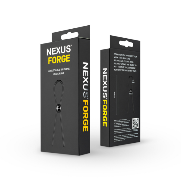 Forge - Single Adjustable Lasso Silicone Cock Ring - Black - Image 4