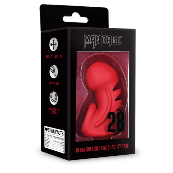 Model 28 - Ultra Soft Silicone Chastity Cage - Red - Image 2