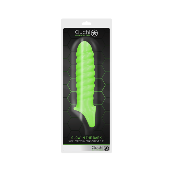 Swirl Stretchable Penis Sheath - Glow in the Dark - Image 2