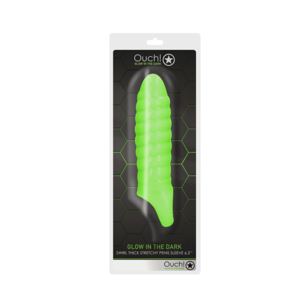 Swirl Thick Stretchy Penis Sheath - Glow in the Dark - Image 2