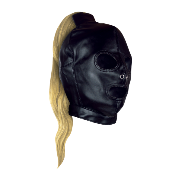 Mask with Blonde Ponytail - Black - Image 4