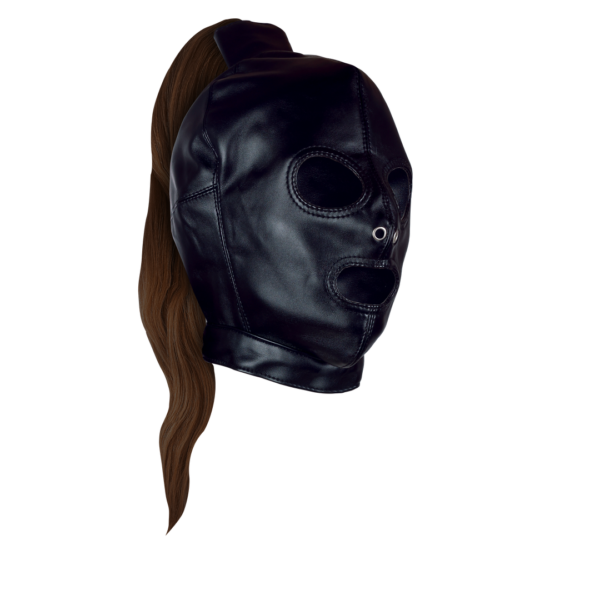 Mask with Brown Ponytail - Black - Image 4