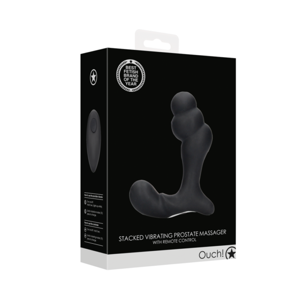 Stacked Vibrating Prostate Massager with Remote Control - Black - Image 2