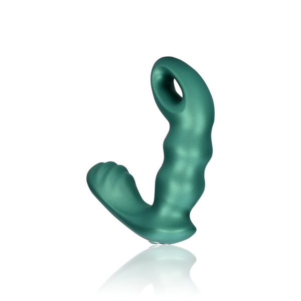 Beaded Vibrating Prostate Massager with Remote Control - Metallic Green - Image 5