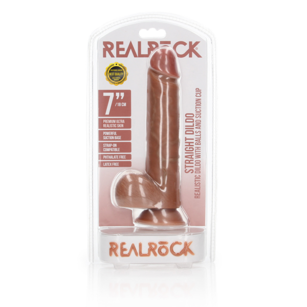 Straight Realistic Dildo with Balls and Suction Cup - 7 / 18 cm - Image 2