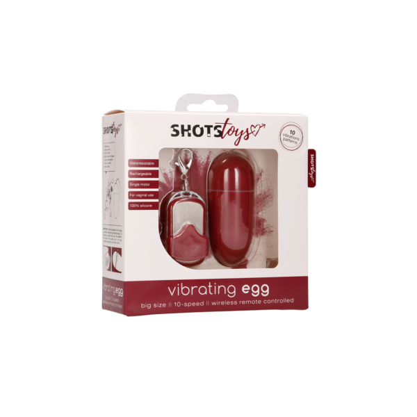 Vibrating Egg with 10 Speeds and Remote Control - L - Red - Image 2