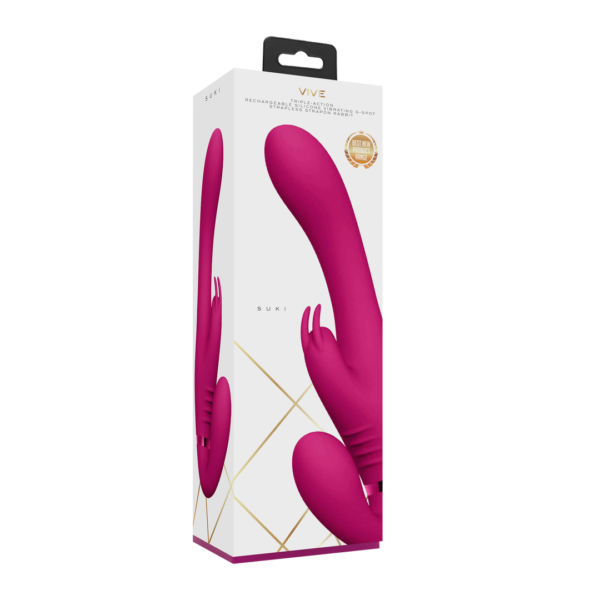 Suki - Vibrating Strapless Strap-on Rabbit - Pink - Image 2