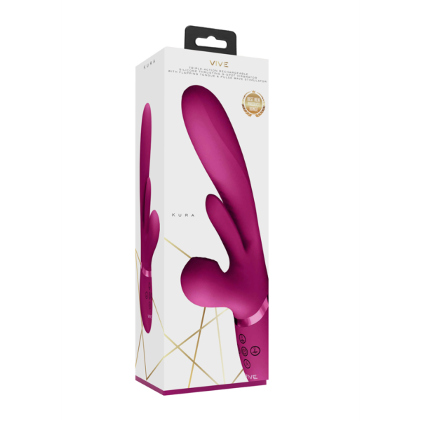 Kura - Thrusting G-Spot Vibrator with Flapping Tongue and Pulse Wave Stimulator - Pink - Image 2