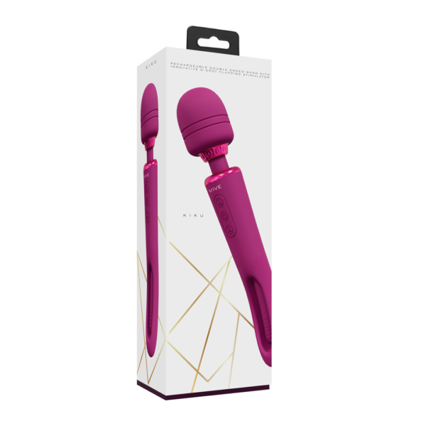 Kiku - Double Ended Wand with Innovative G-Spot Flapping Stimulator - Pink - Image 2