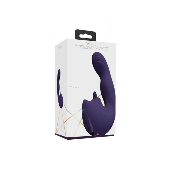 Yumi - Triple Motor G-Spot Finger Motion Vibrator and Flickering Tongue Stimulator - Purple - Image 2