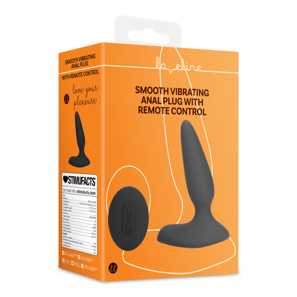 Smooth Vibrating Anal Plug with Remote Control - Licorice Black - Image 2