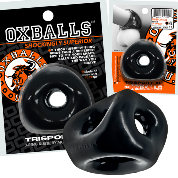 Tri-Sport XL - Thicker 3-Ring Cocksling - Black - Image 2