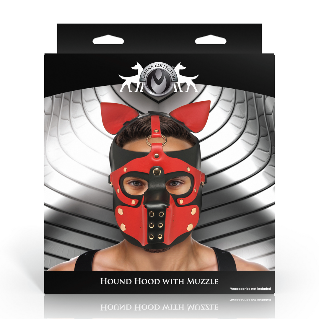 Hound Hood with Muzzle - Black/Red 3 Hound Hood with Muzzle - Black/Red - Image 3