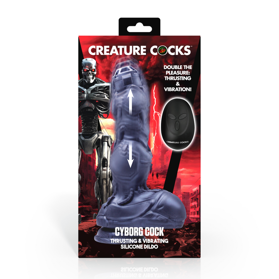 Cyborg Cock - Thrusting and Vibrating Silicone Dildo - Silver 3 Cyborg Cock - Thrusting and Vibrating Silicone Dildo - Silver - Image 3
