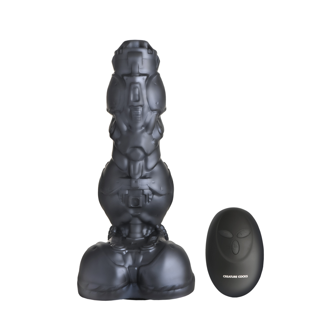 Cyborg Cock - Thrusting and Vibrating Silicone Dildo - Silver