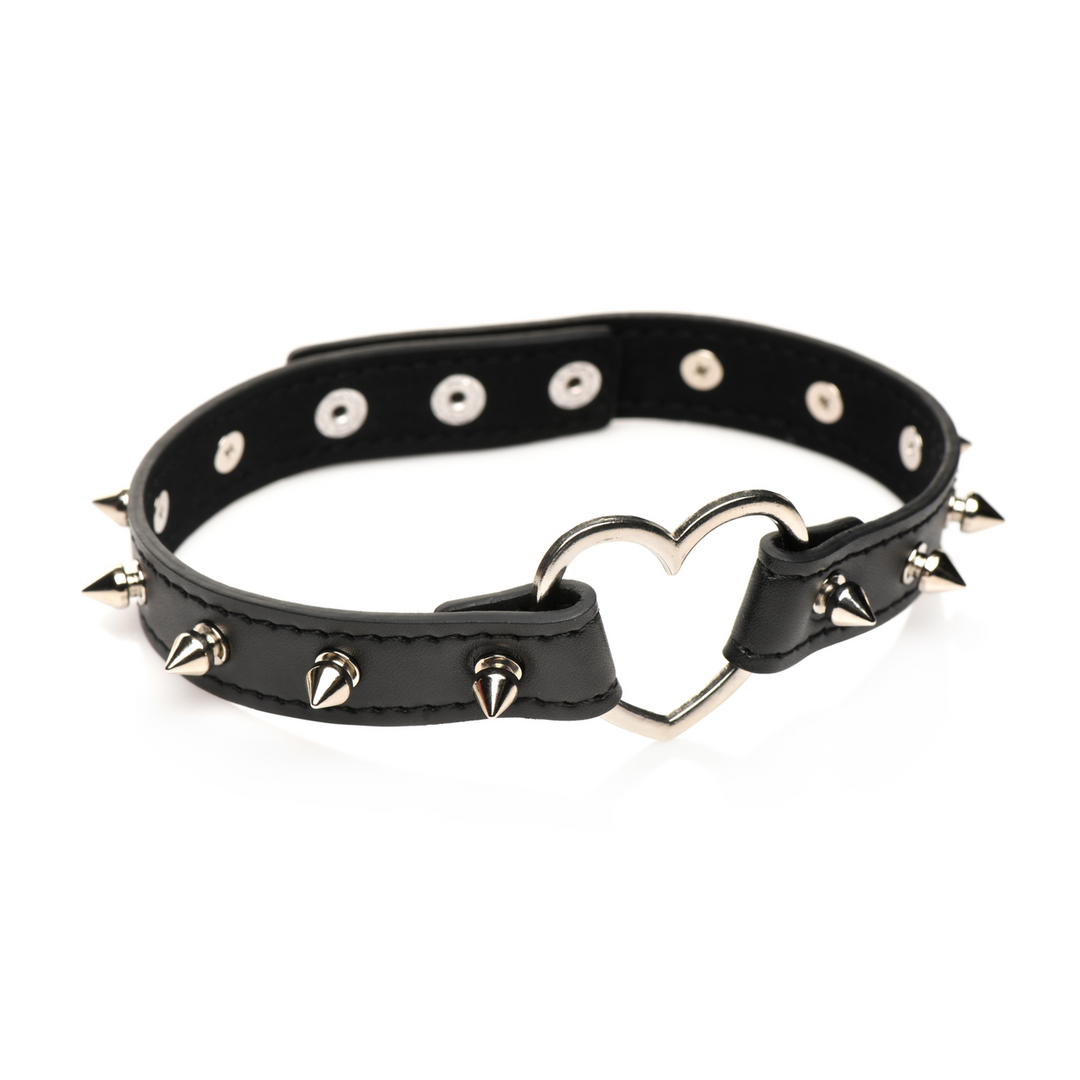Spiked Heart Choker - Black