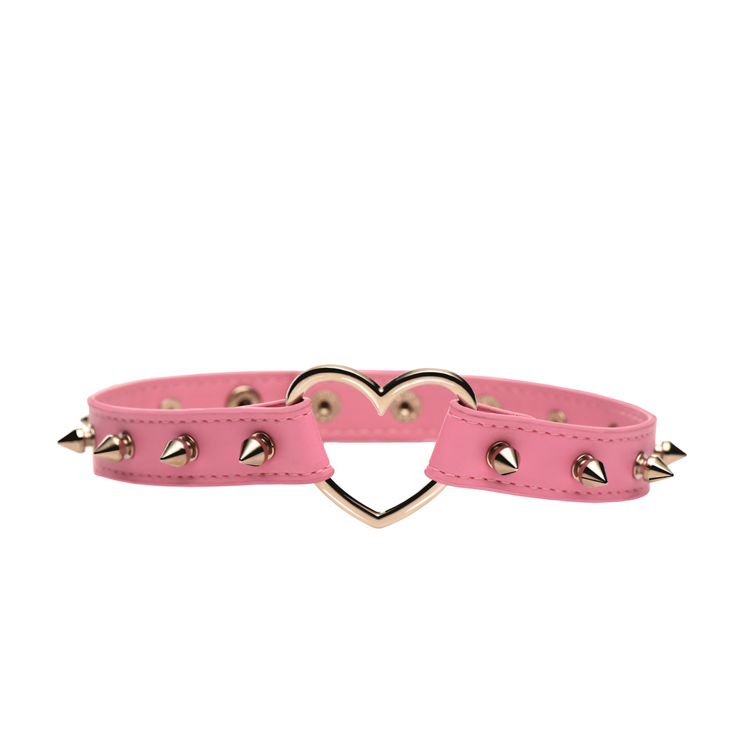Spiked Heart Choker - Pink 4 Spiked Heart Choker - Pink - Image 4