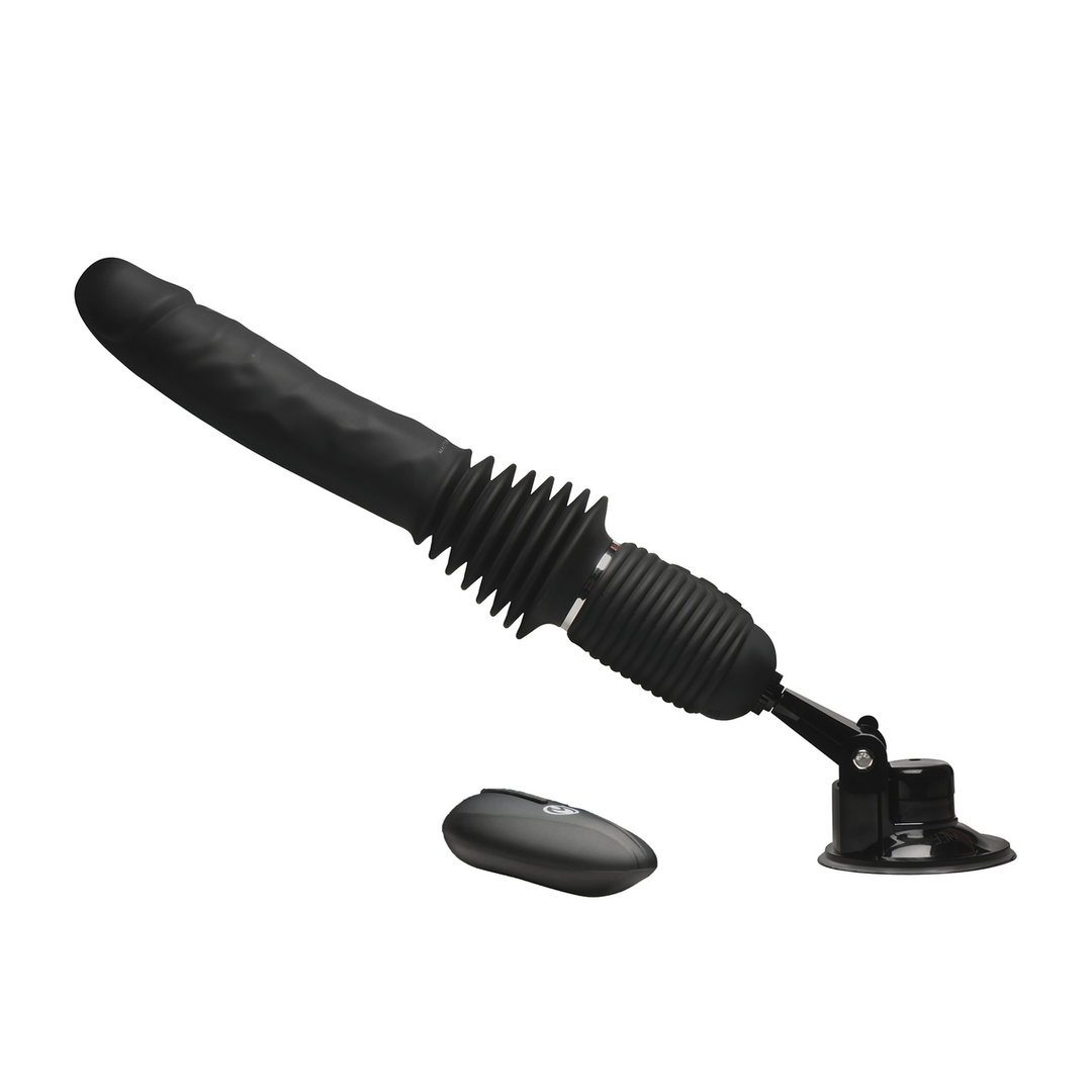 Ultimate Power Pounder - Vibrating and Thrusting Silicone Dildo with Remote Control - Black