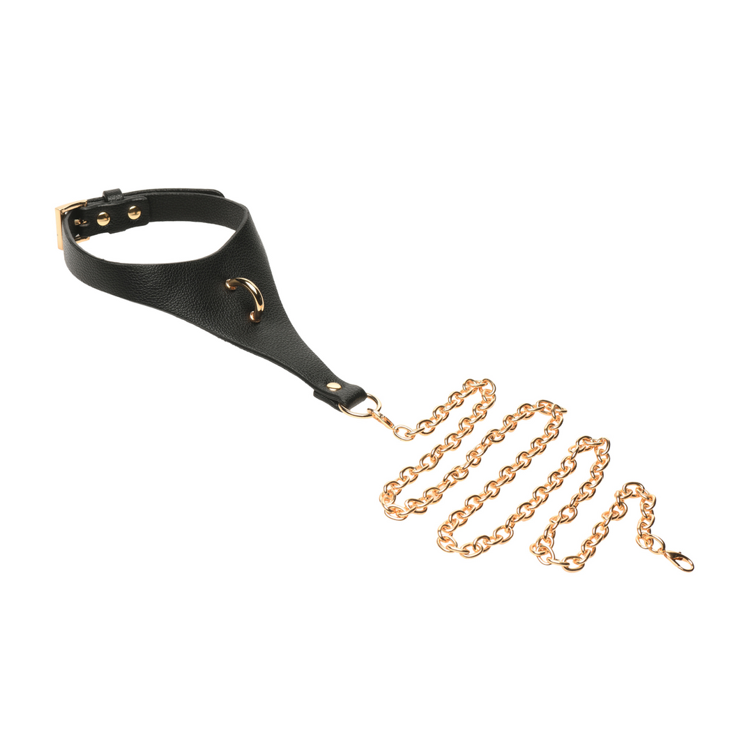 Captivate - Collar with Body Chain - Black/Golden