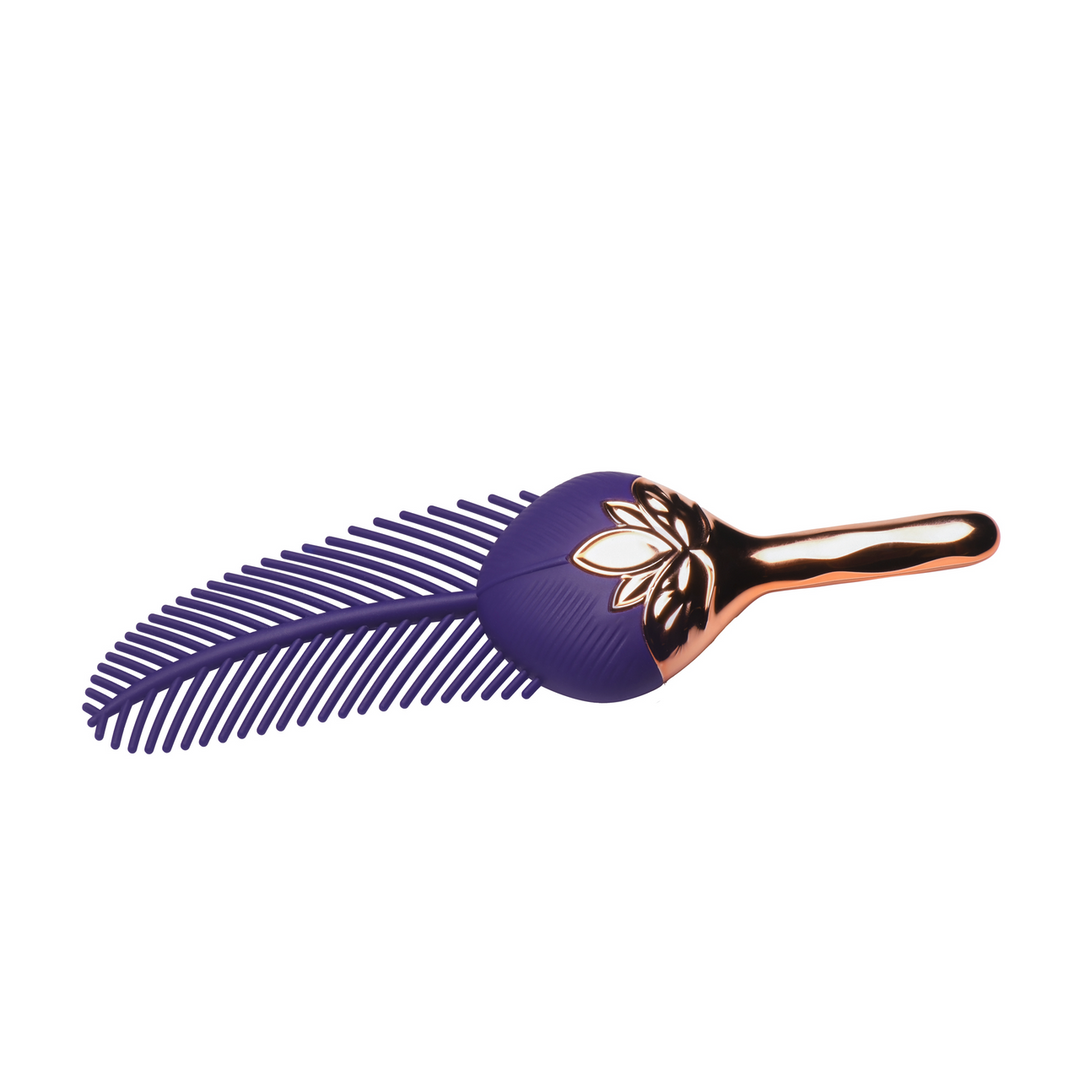 The Tickler - Vibrating Silicone Feather Tickler - Purple/Golden 4 The Tickler - Vibrating Silicone Feather Tickler - Purple/Golden - Image 4