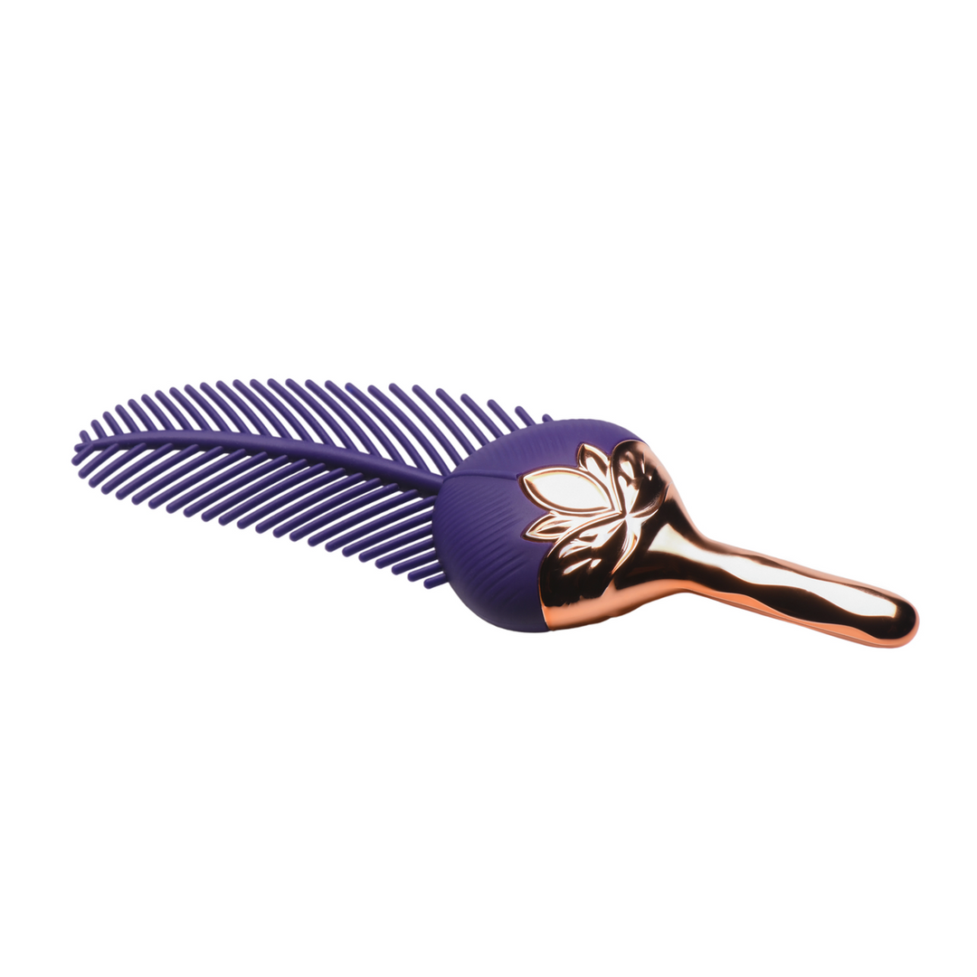 The Tickler - Vibrating Silicone Feather Tickler - Purple/Golden
