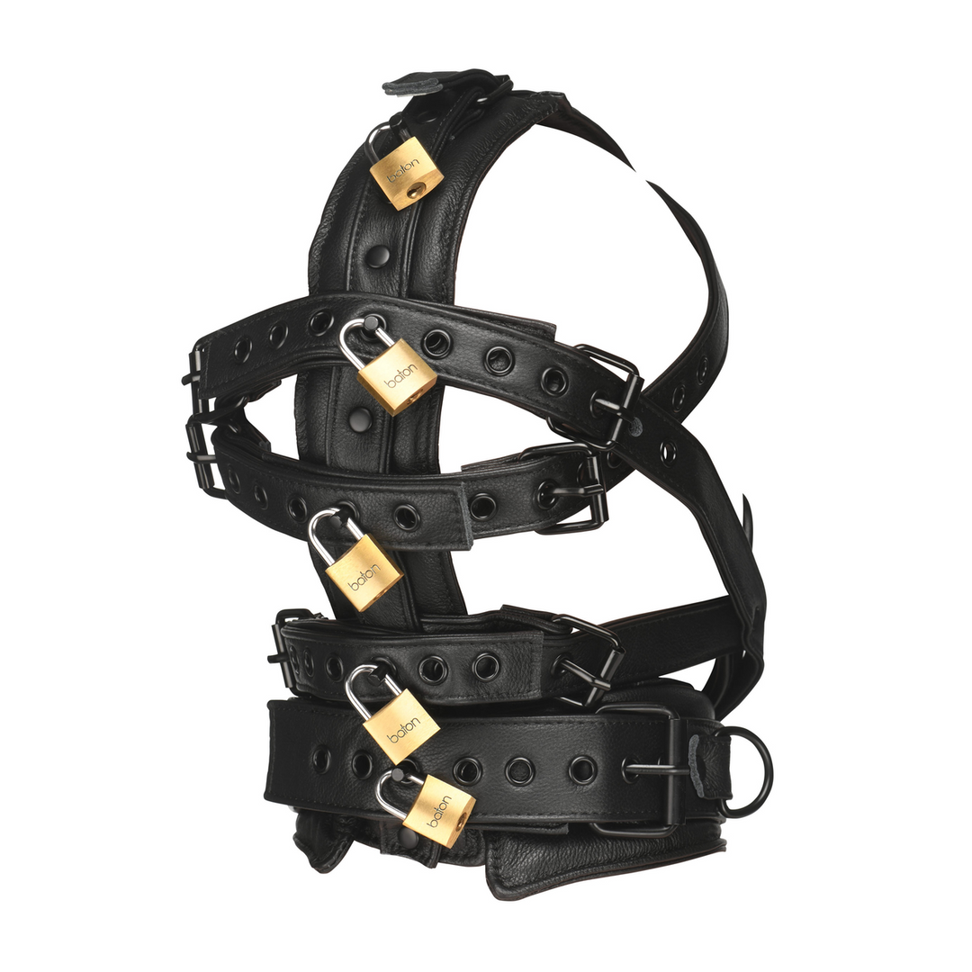 Lockable Head Harness with Muzzle - Black 4 Lockable Head Harness with Muzzle - Black - Image 4