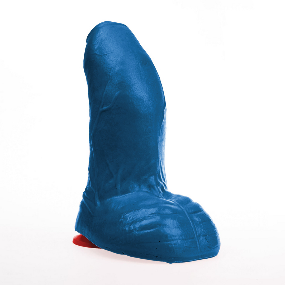 Buri M - Realistic Curved Dildo with Balls - 17 cm - Blue