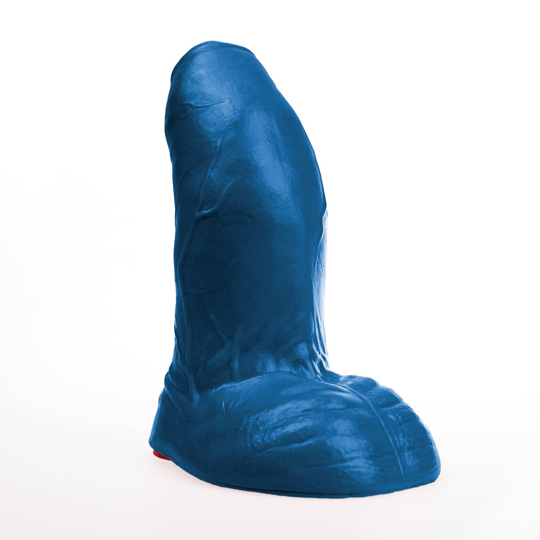 Buri L - Realistic Curved Dildo with Balls - 22 cm - Blue