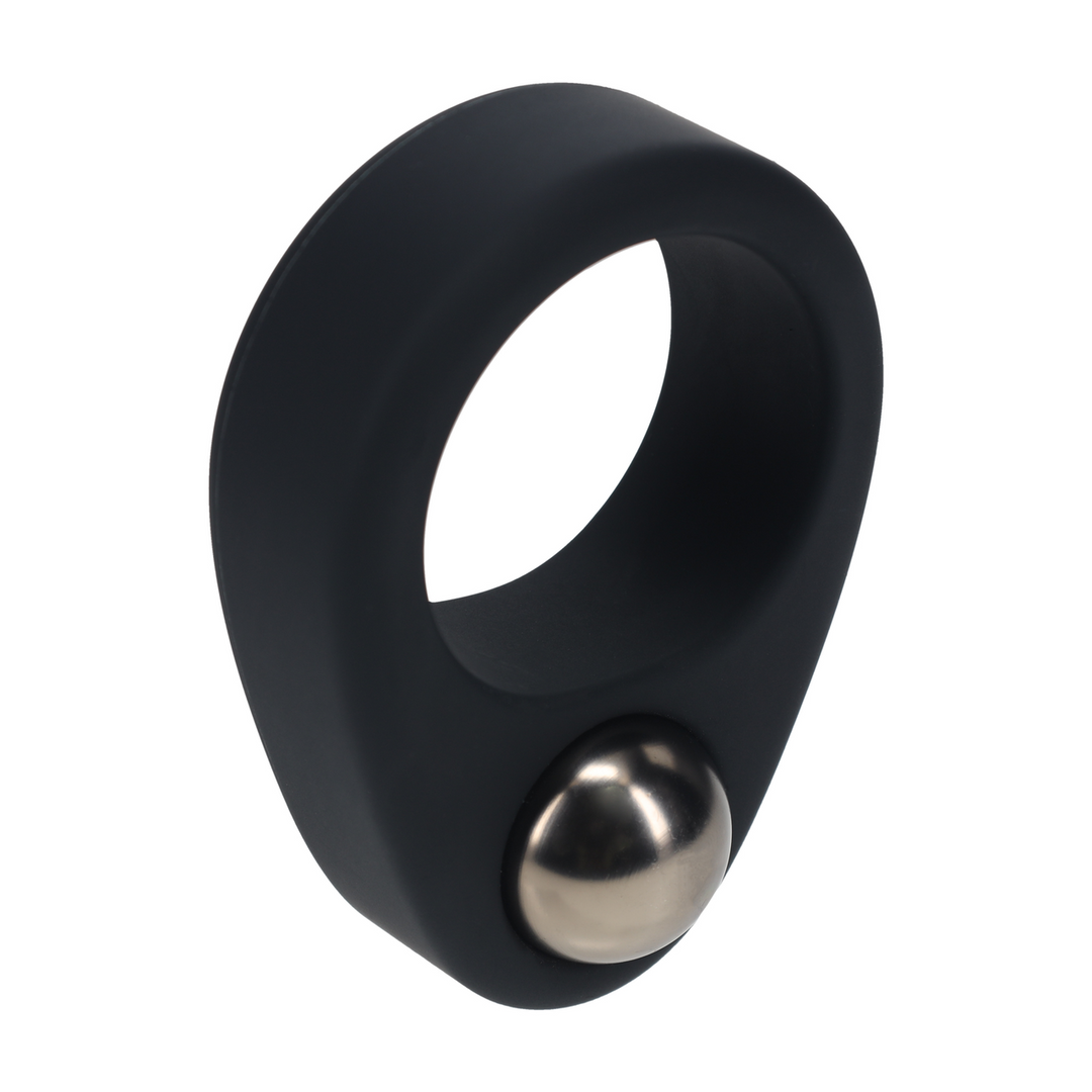 Liquid Silicone Single Weighted Ball Cockring - Black