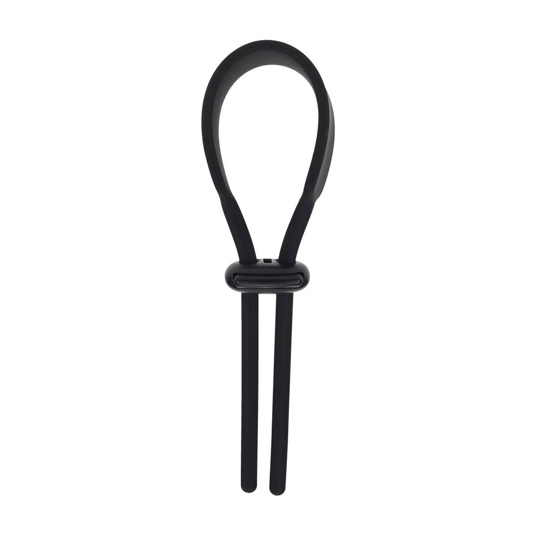 Wide Adjustable Silicone Lasso Cockring - 5mm - Black