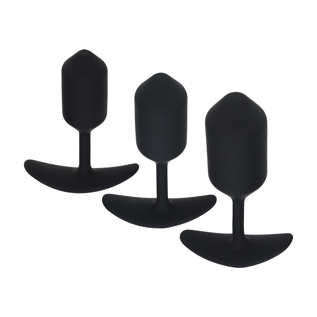 Silicone Weighted Anal Plug Training Set of 3 - Black
