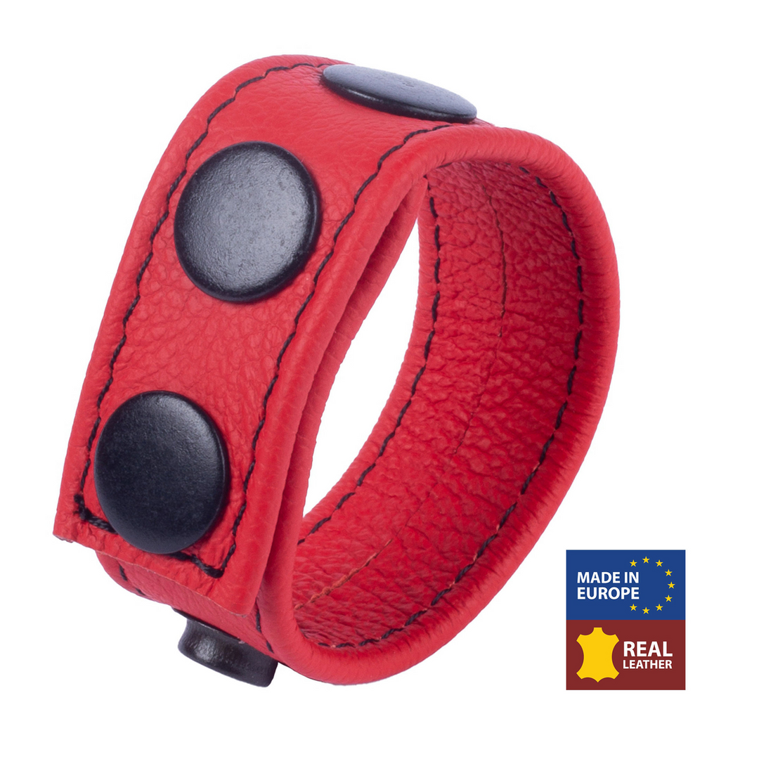 Cocky - Adjustable Leather Cockring - Red