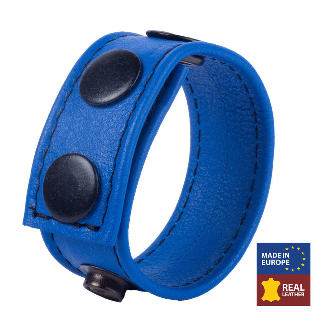 Cocky - Adjustable Leather Cockring - Blue