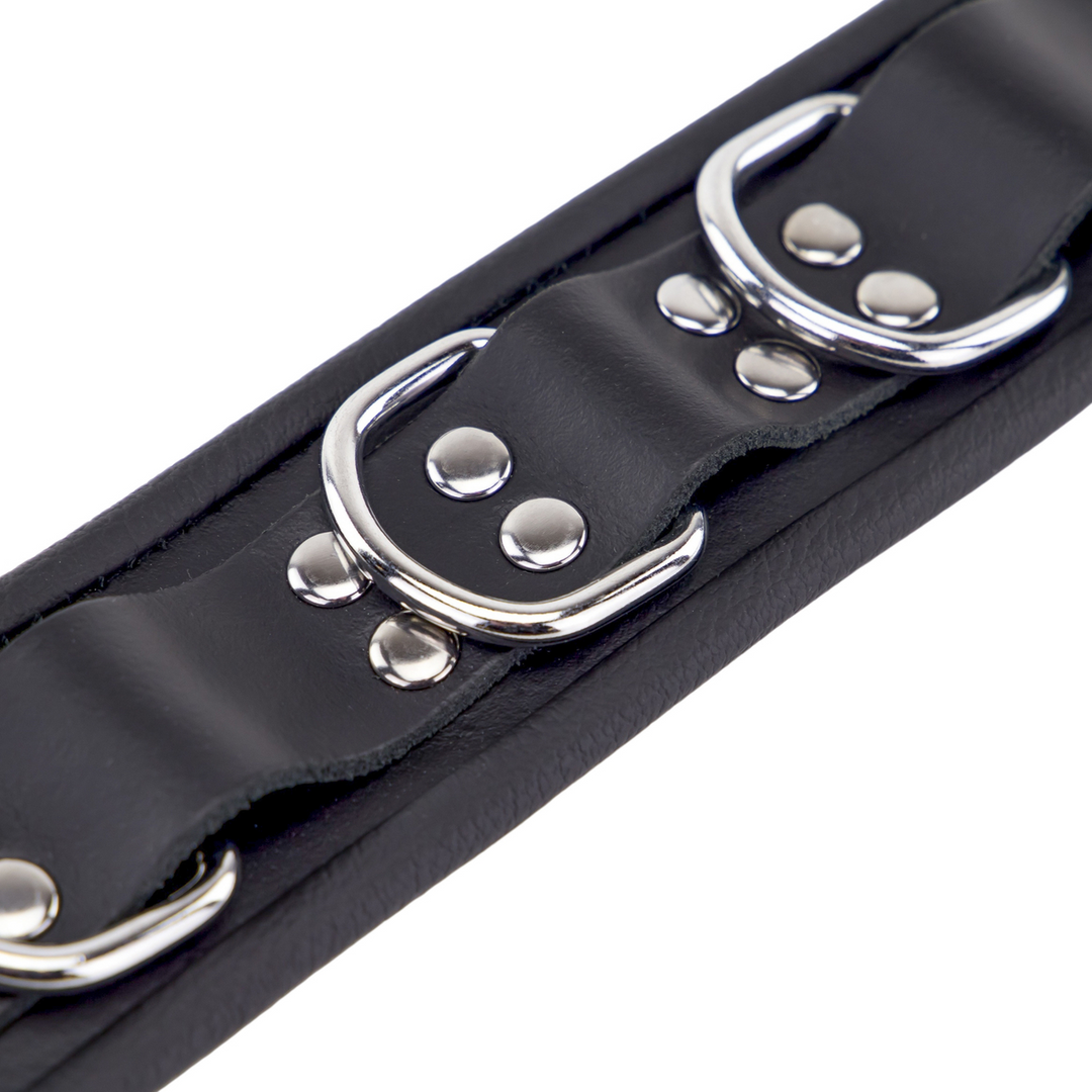 Leather Necklace 3 D Rings - Black 4 Leather Necklace 3 D Rings - Black - Image 4