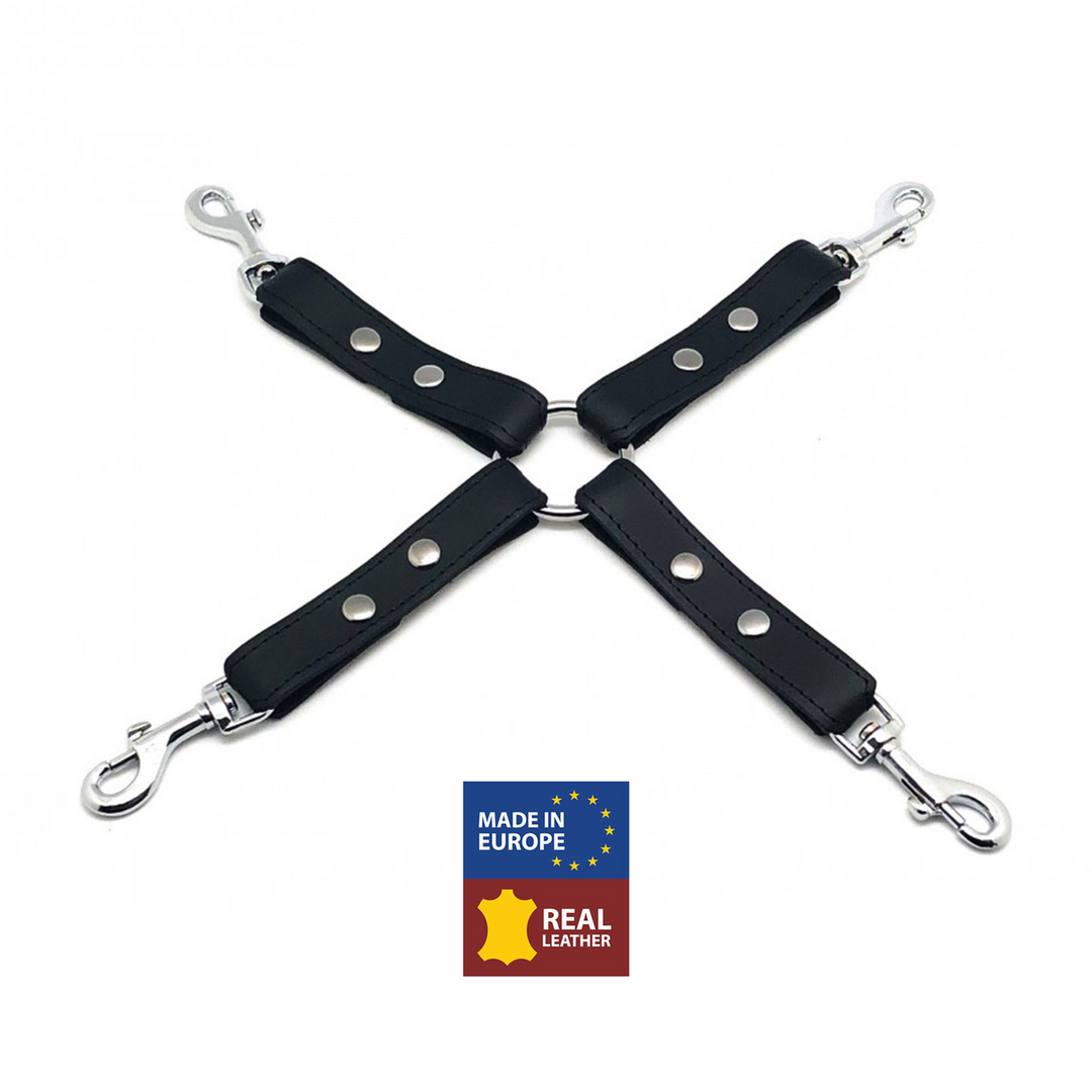 Leather BDSM Knot with Hooks - Black