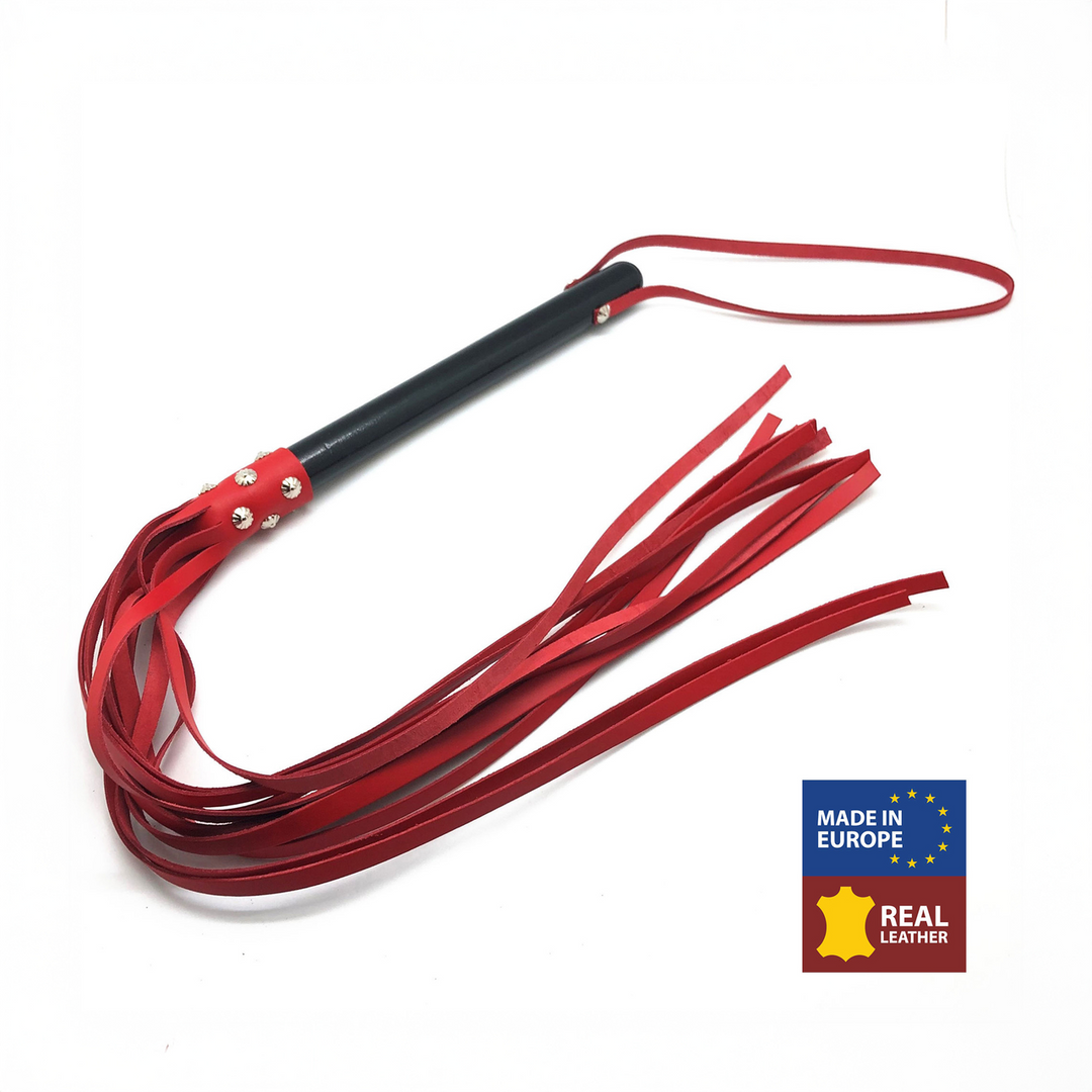 Wooden Martinet with Leather Strings - 78 cm - Red