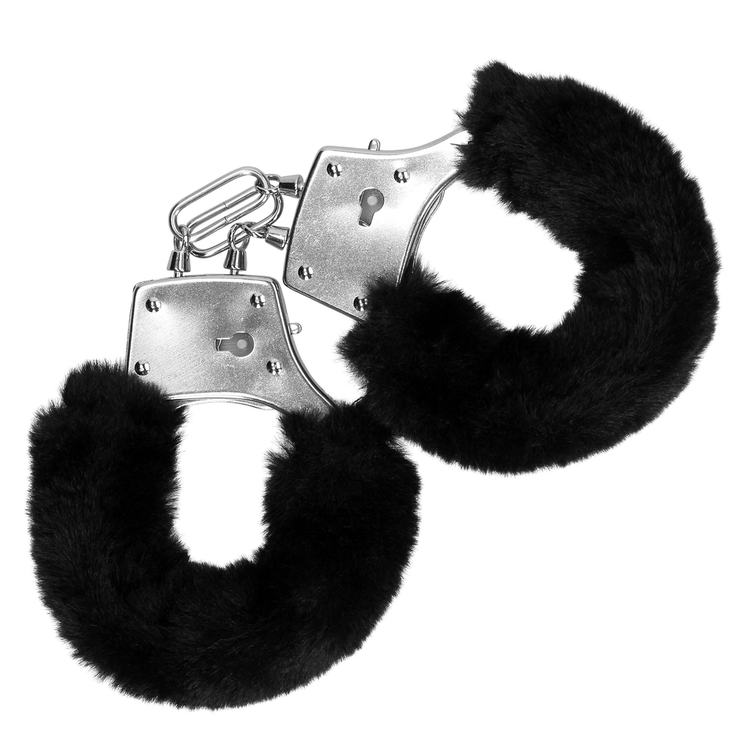 Furry Metal Hand Cuffs - Black 4 Furry Metal Hand Cuffs - Black - Image 4