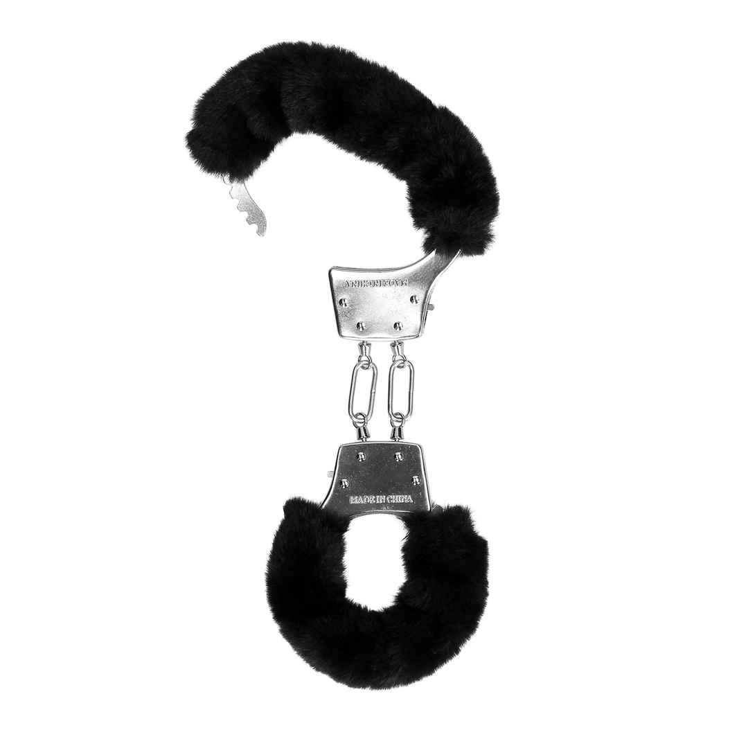 Furry Metal Hand Cuffs - Black 5 Furry Metal Hand Cuffs - Black - Image 5