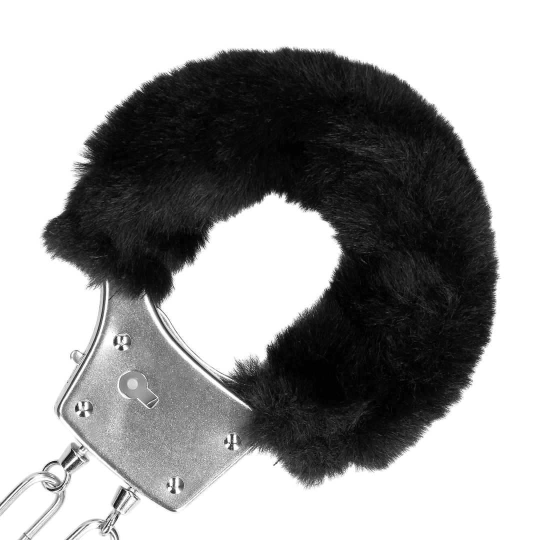 Furry Metal Hand Cuffs - Black 7 Furry Metal Hand Cuffs - Black - Image 7