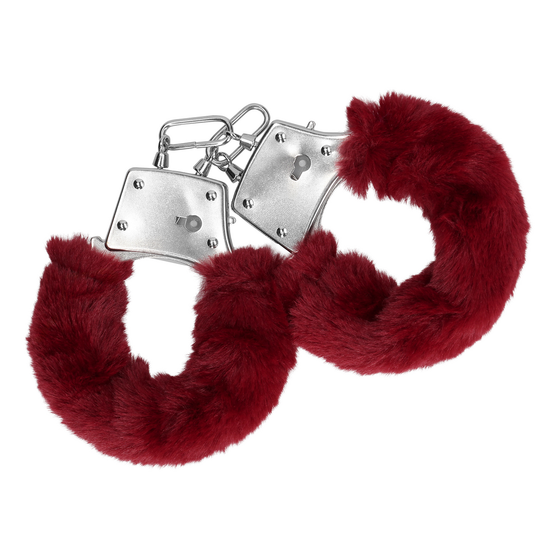 Furry Metal Hand Cuffs - Red 4 Furry Metal Hand Cuffs - Red - Image 4