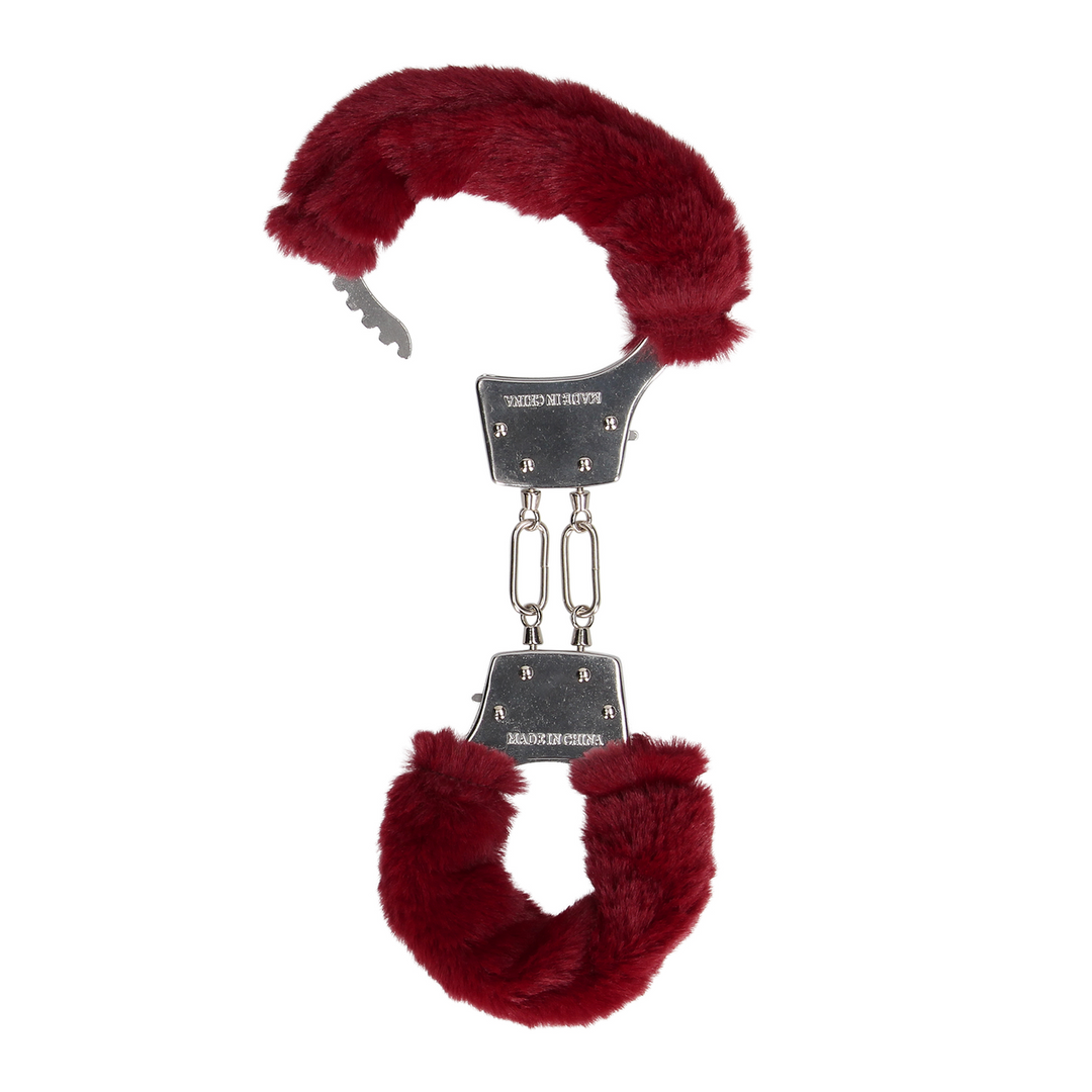 Furry Metal Hand Cuffs - Red 5 Furry Metal Hand Cuffs - Red - Image 5